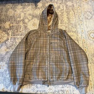 Plaid Canvas Workwear Hooded Jacket Hoody